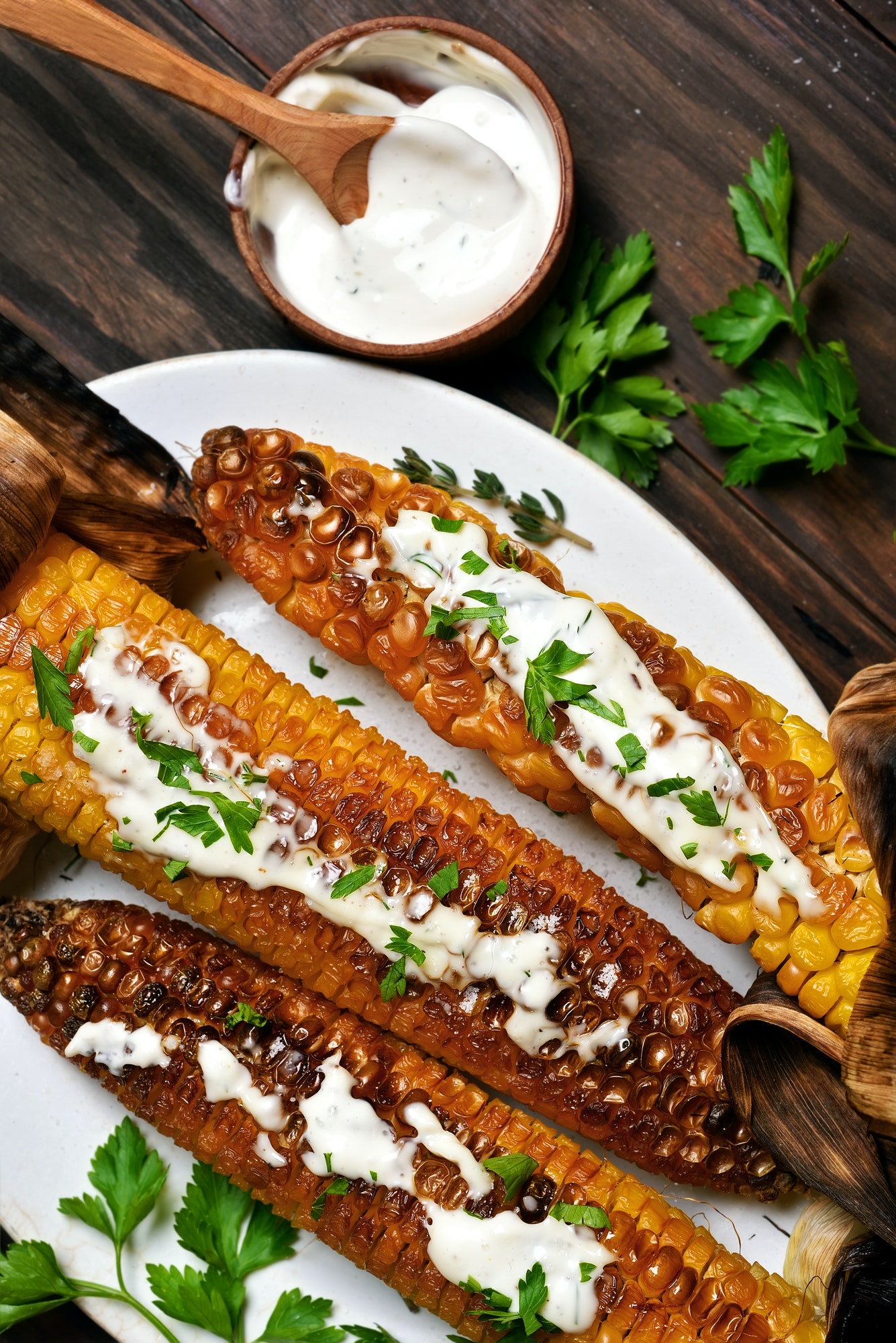 Bbq corn, top view